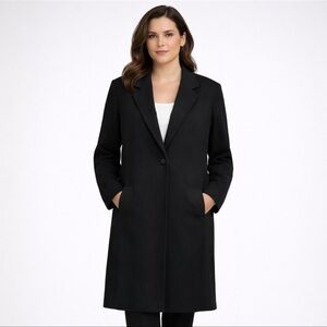 Bedford Fair Womens Black Long Wool Blend Coat Classic Tailored Size 12